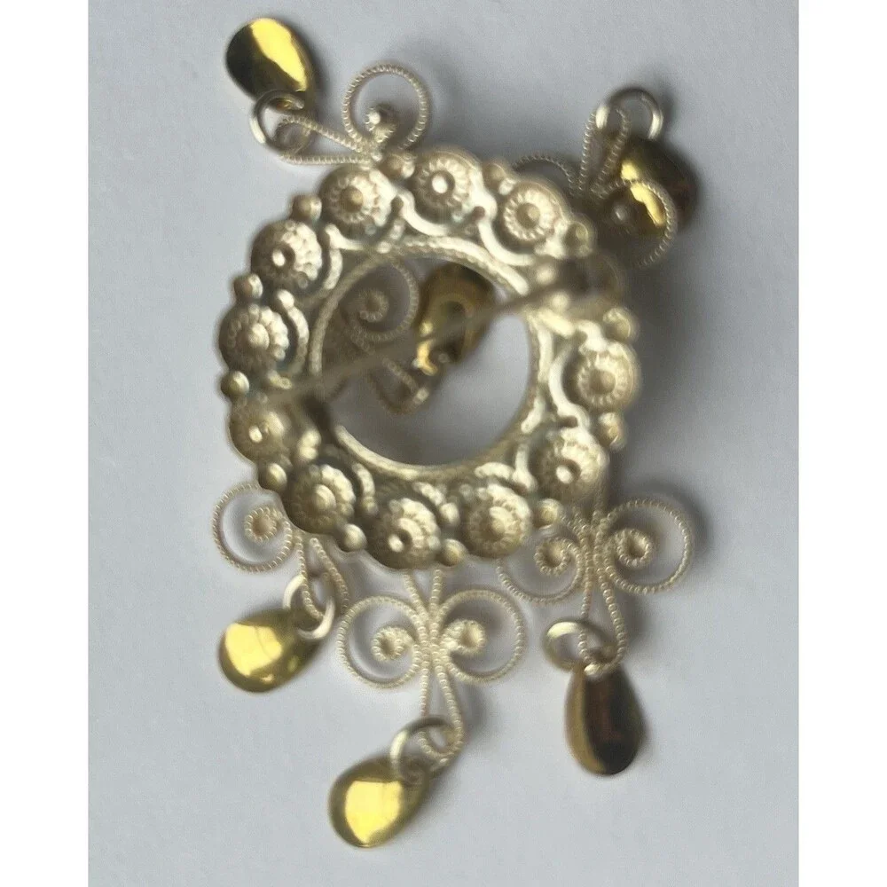 Vintage Norwegian 830 Silver Solje Sølje Brooch Dangling Spoons Traditional Pin